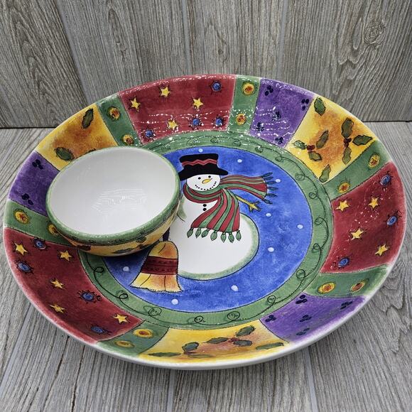 Sango The Sweet Shoppe Christmas Chip & Dip Set 2 Pcs 3041 Sue Zipkin - Picture 1 of 13